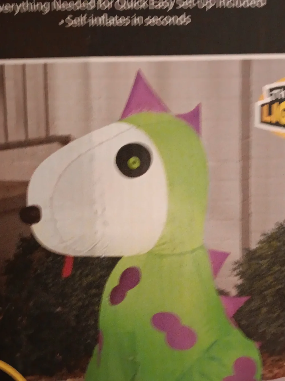 Inflatable Green Dinosaur Dog Costume with Purple Spots